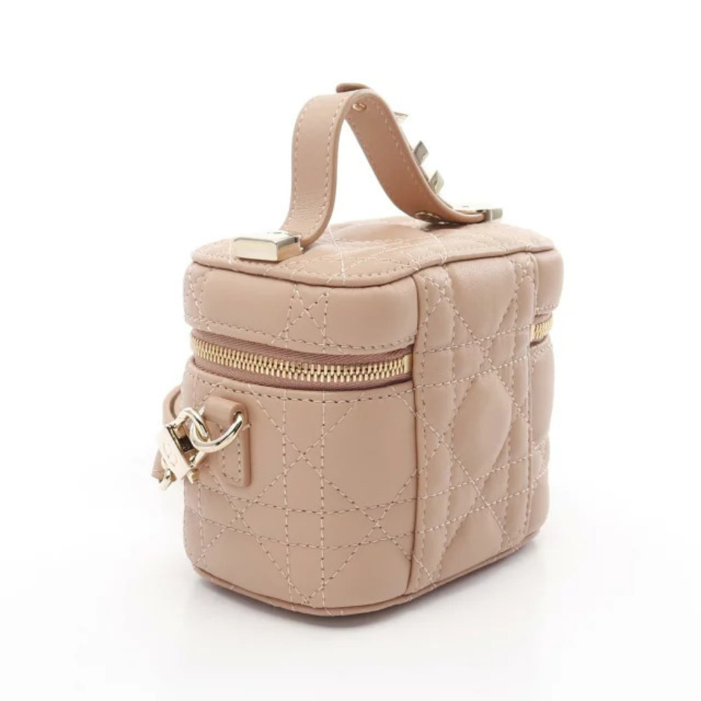 Dior Leather Pink Lady Handbag Cannage Vanity